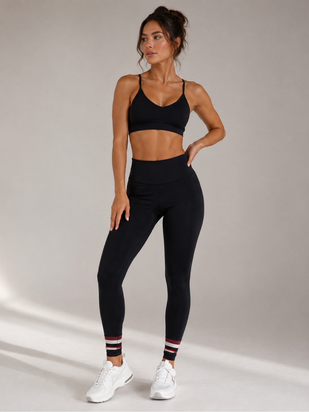 The Upside Black Activewear Leggings with Red Logo
